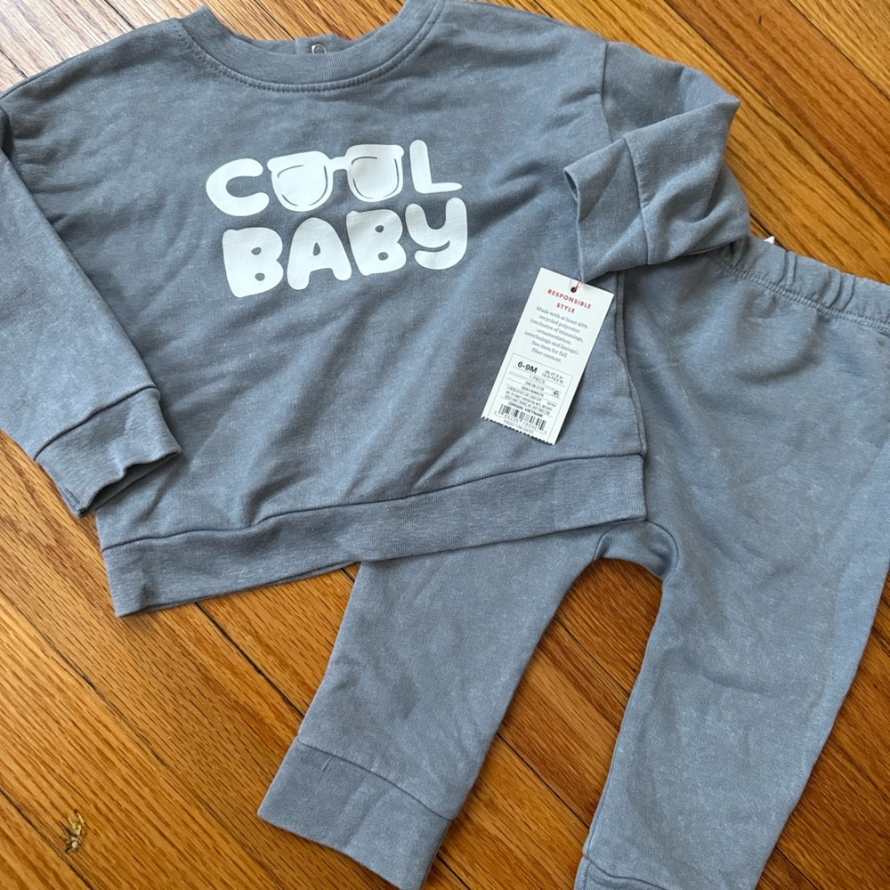 NWT Cat & Jack Cool Baby L/S sweater & pant set size 6-9 months - Picture 2 of 3